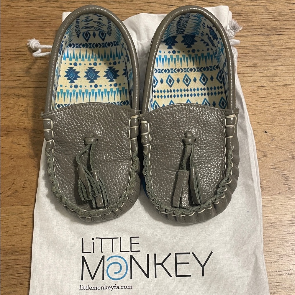 Kids Taupe Tassel Moccasins